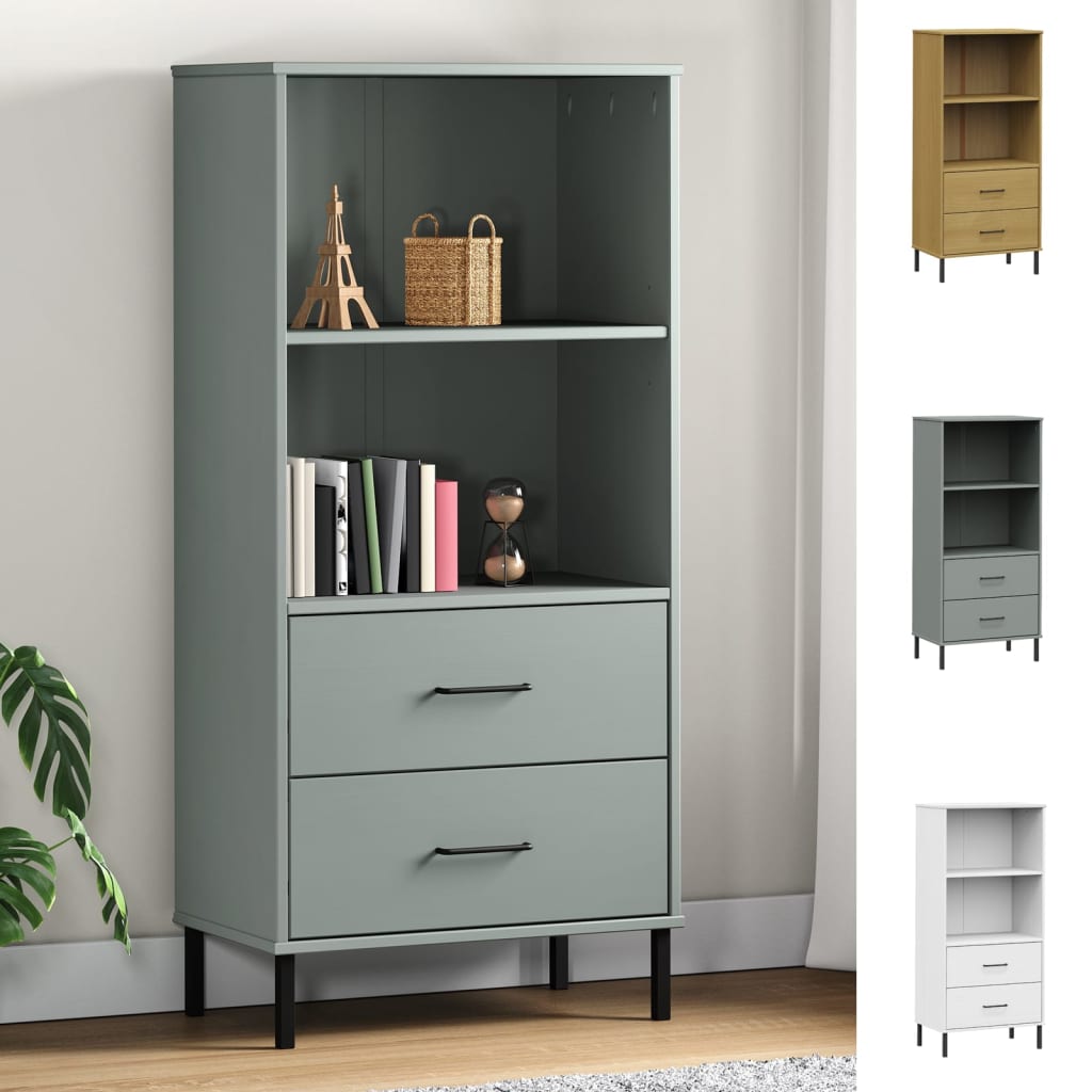 vidaXL Bookshelf Book Cabinet with 2 Drawers Storage Cabinet OSLO Solid Wood-20