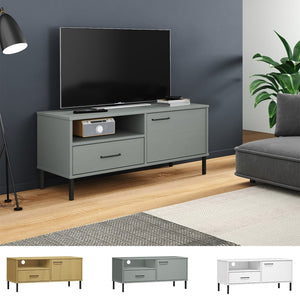 vidaXL TV Stand TV Console TV Console with Metal Legs Solid Wood Pine OSLO-17