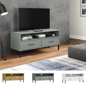 vidaXL TV Stand TV Console TV Console with Metal Legs Solid Wood Pine OSLO-18