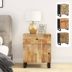 vidaXL Cabinet Accent Nightstand End Table with Storage Drawer Solid Wood-6