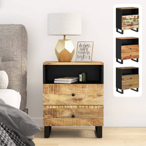 vidaXL Cabinet Accent Nightstand End Table with Storage Drawer Solid Wood-5