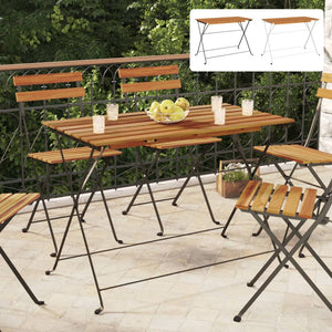 vidaXL Folding Table Bistro Table for Balcony Solid Wood Acacia and Steel-5