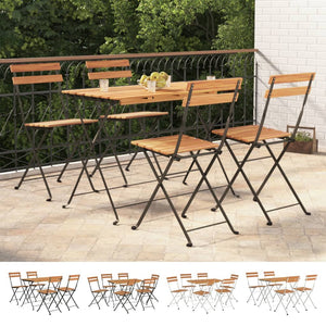 vidaXL Bistro Set Folding Table and Chair Set Solid Wood Acacia and Steel-18