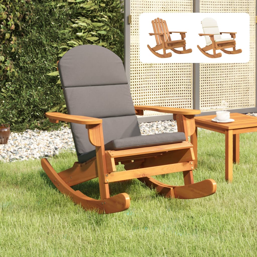 vidaXL Adirondack Rocking Chair Porch Rocker with High Back Solid Wood Acacia-15