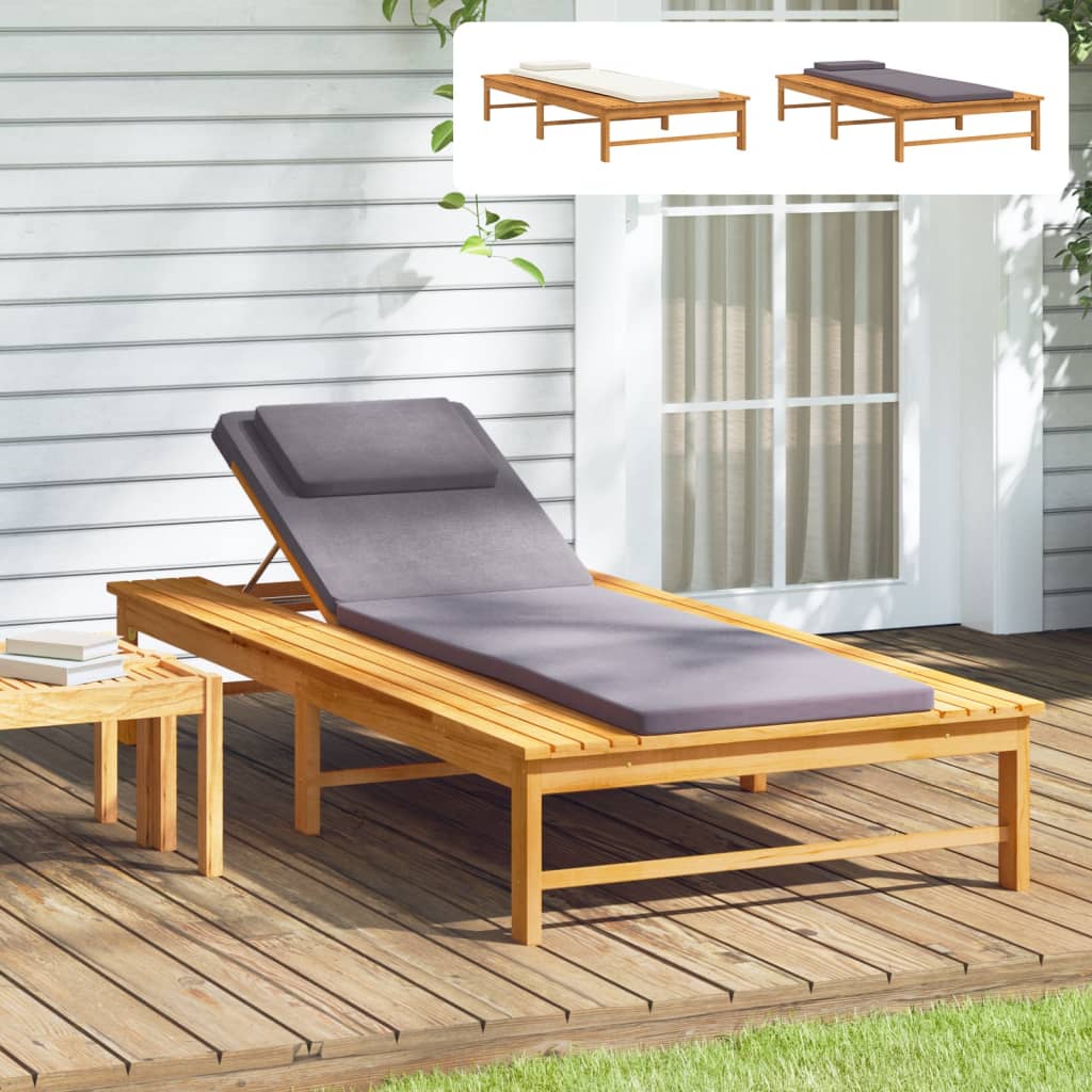 vidaXL Sun Lounger Outdoor Chair with Cushion and Pillow Solid Wood Acacia-13