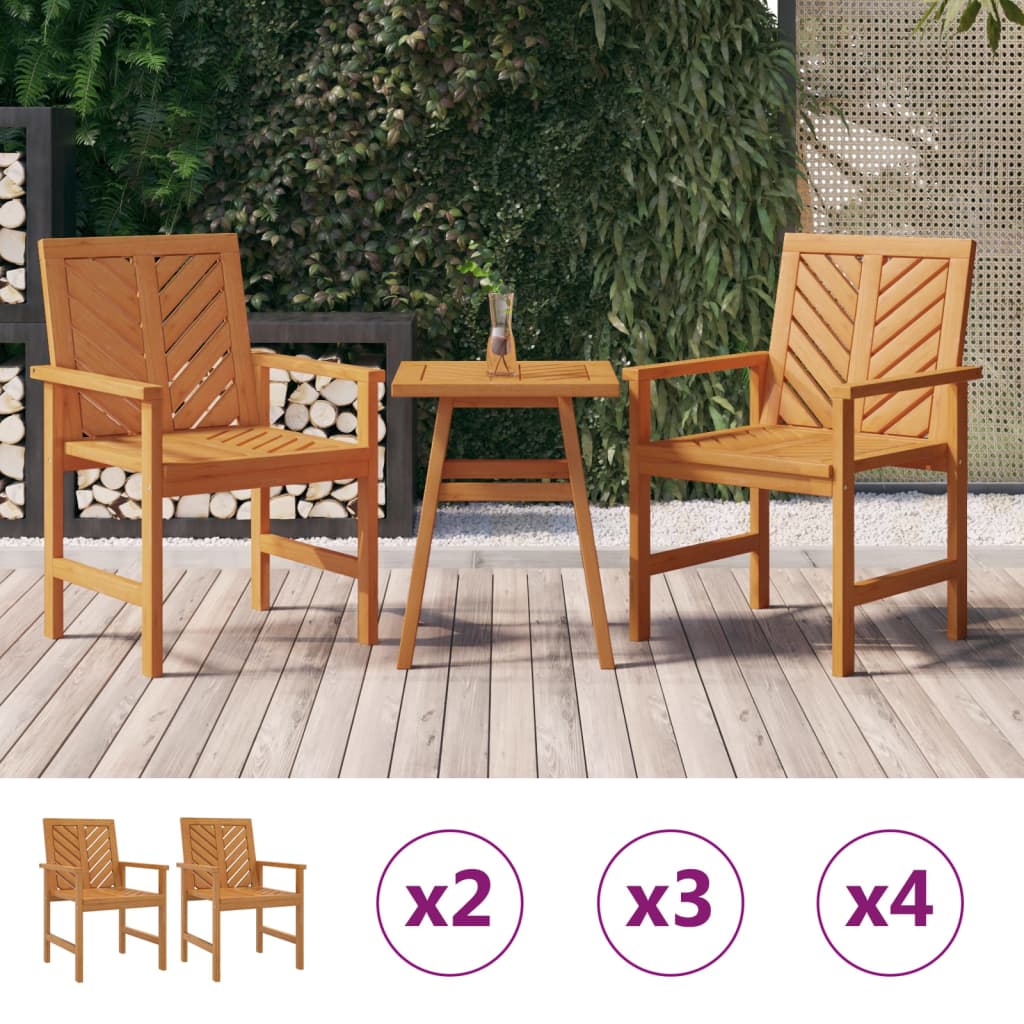 vidaXL Patio Chair Outdoor Patio Furniture Dining Chair Solid Wood Acacia-3