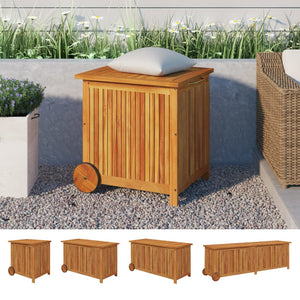 vidaXL Patio Storage Box Outdoor Cushion Box with Wheels Solid Wood Acacia-4