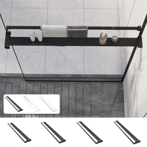 vidaXL Shower Shelf for Walk-in Shower Wall Shelf with Towel Bar Aluminum-9