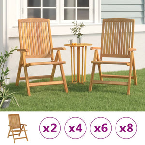 vidaXL Outdoor Recliner Chairs Camping Chair with Armrest Solid Wood Teak-4