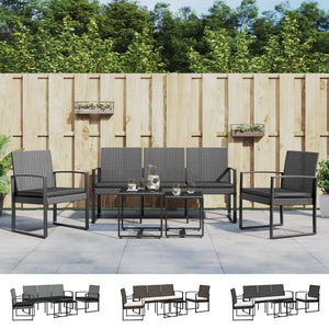 vidaXL Patio Dining Set 5 Pcs Outdoor Table and Chair with Cushions PP Rattan-18