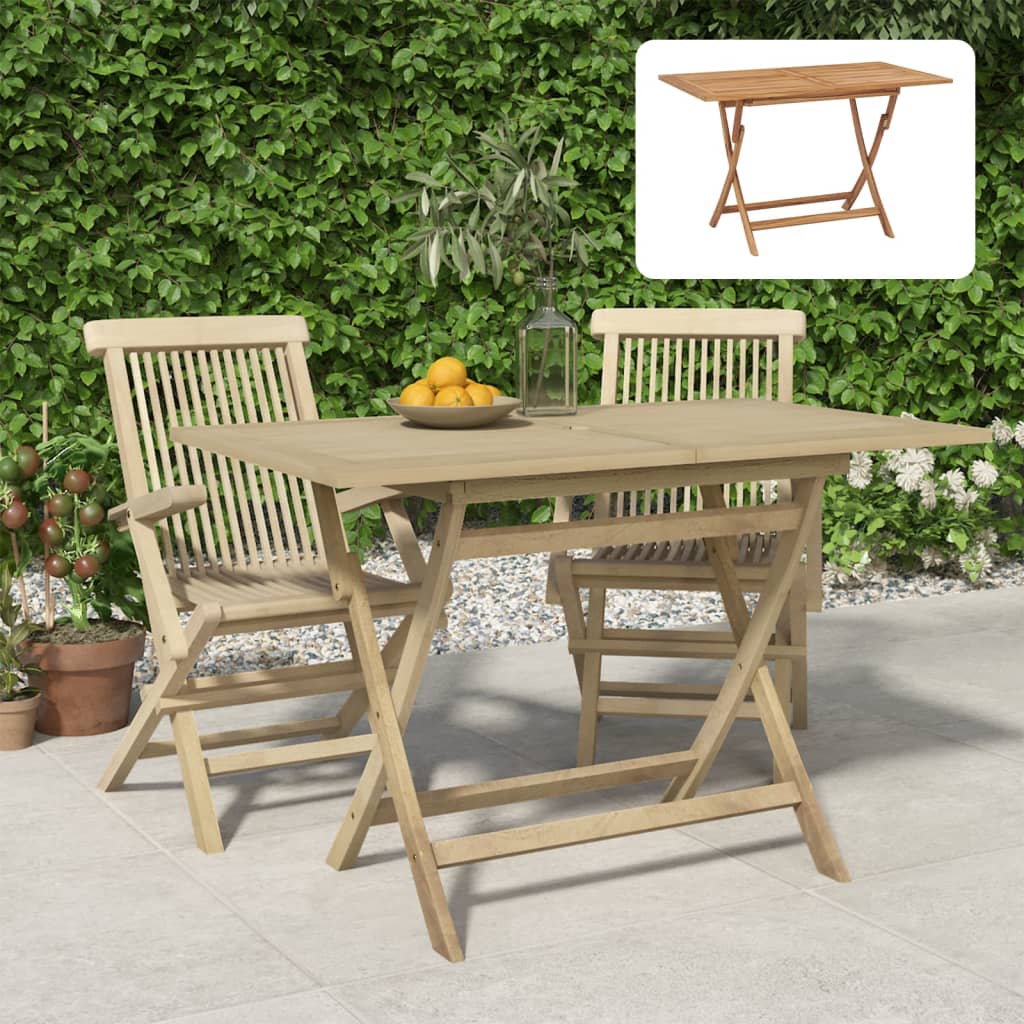 vidaXL Outdoor Dining Table Folding Table Garden Furniture Solid Wood Teak-3