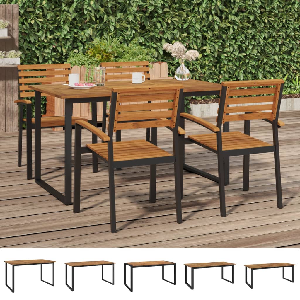 vidaXL Patio Table Dining Table with U-shaped Legs for Porch Solid Wood Acacia-6