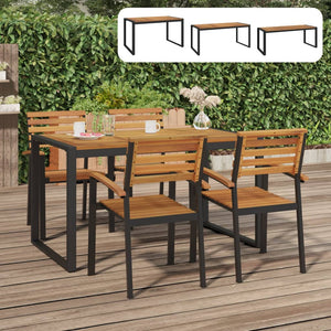 vidaXL Patio Table with U-shaped Legs 55.1"x31.5"x29.5" Solid Wood Acacia-4