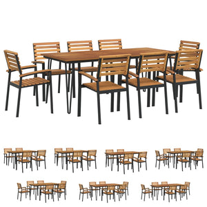 vidaXL 7 Piece Patio Dining Set Solid Wood Acacia and Metal-61