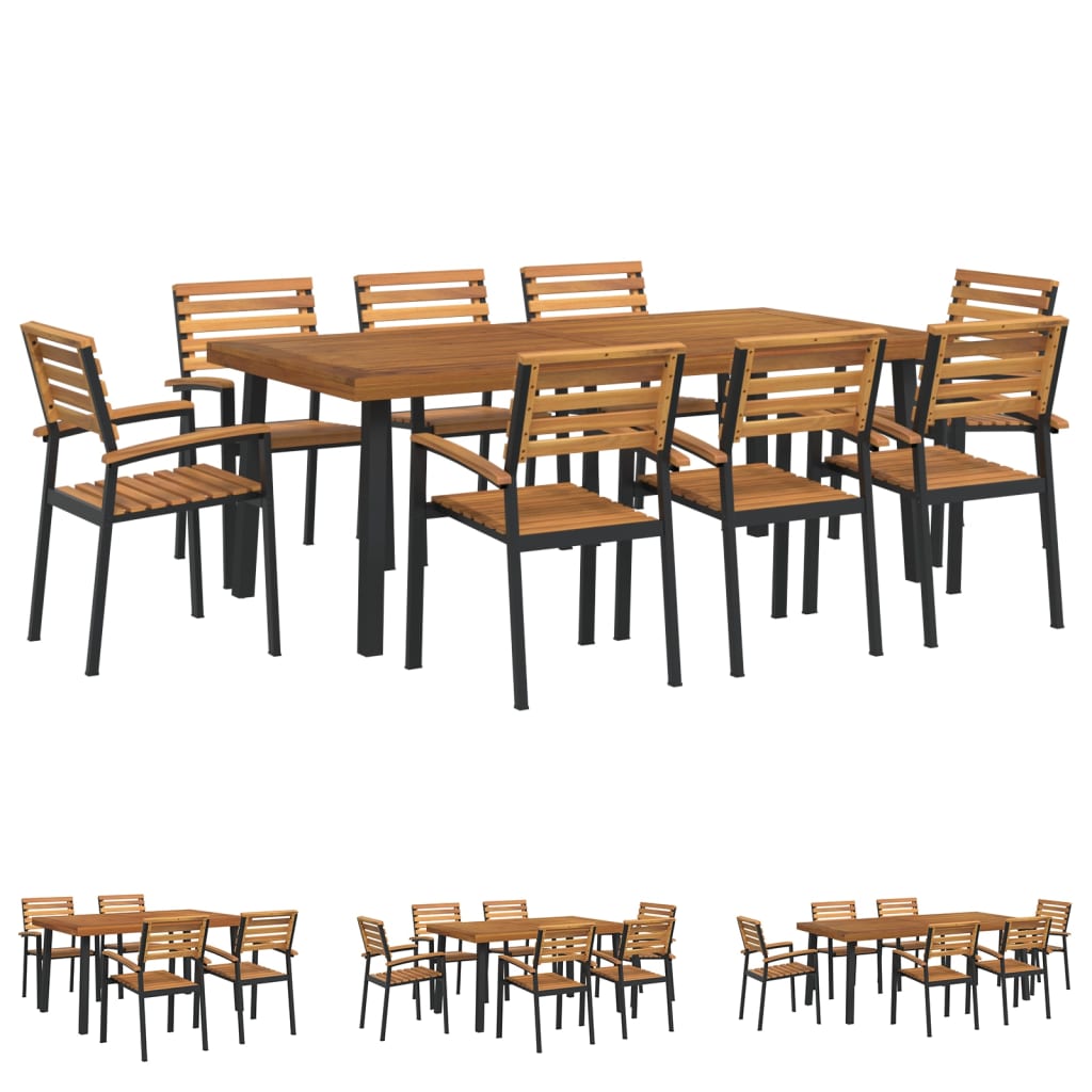 vidaXL 7 Piece Patio Dining Set Solid Wood Acacia and Metal-6