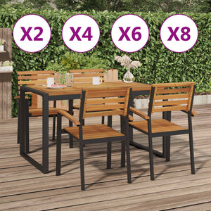 vidaXL Patio Chair Stackable Lawn Dining Chair Solid Wood Acacia and Metal-5