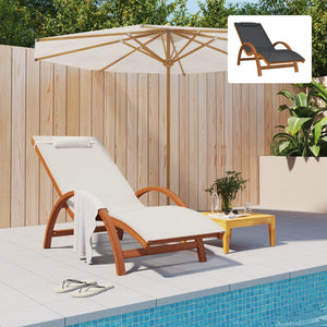 vidaXL Sun Lounger Chair with Pillow for Patio Textilene and Solid Wood Poplar-12