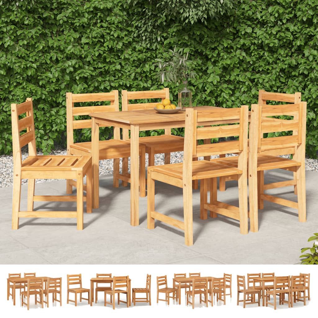 vidaXL Solid Wood Teak Patio Dining Set Seat 5/7 Piece 47.2"/63" Table Length-13