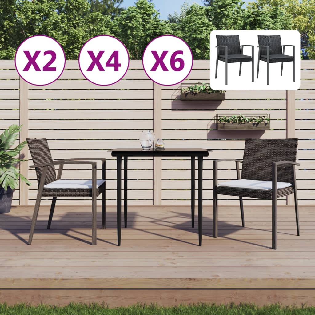 vidaXL Patio Chair Outdoor Seat with Cushions Patio Furniture Poly Rattan-47