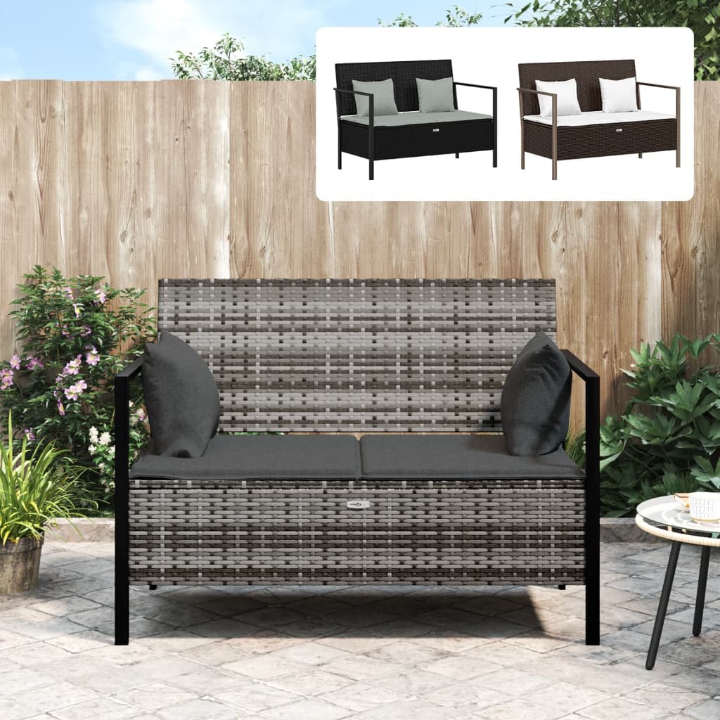 vidaXL Patio Furniture Outdoor Seating with Cushions for Deck Poly Rattan-19