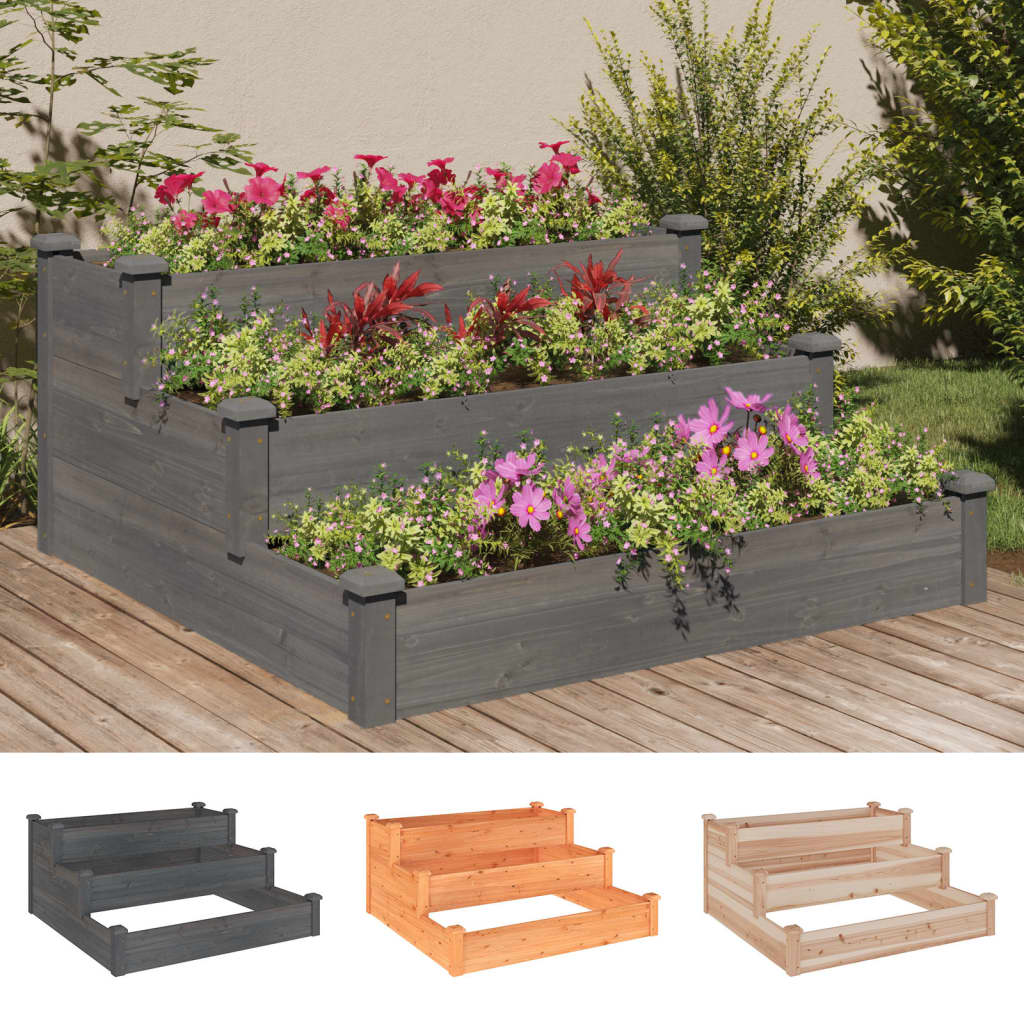 vidaXL Garden Raised Bed Strawberry Planter Vegetable Herb Bed Solid Wood Fir-3