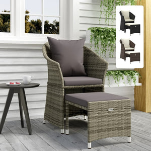 vidaXL Patio Furniture Set 2 Piece Lounge Chair with Cushions Poly Rattan-19