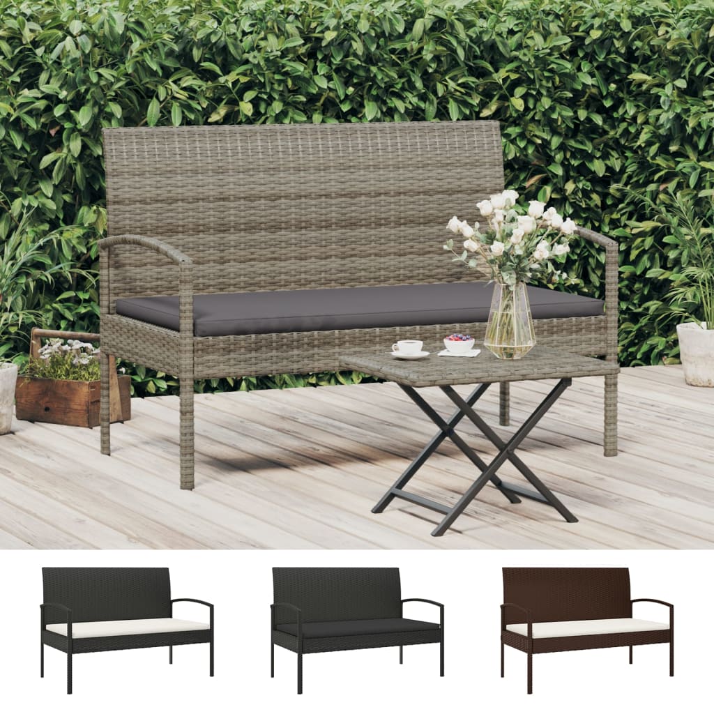 vidaXL Garden Bench Outdoor Wicker Patio Park Bench with Cushion Poly Rattan-17