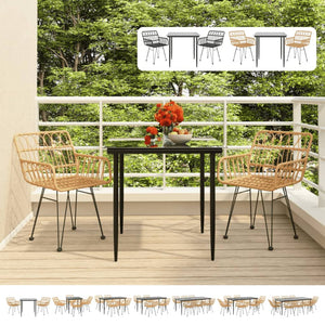 vidaXL Patio Dining Set Rattan Patio Conversation Set for Porch Poly Rattan-40