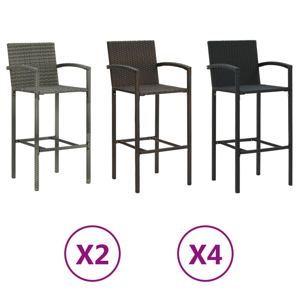 vidaXL Bar Stool Counter Height Bar Stool Patio Rattan Furniture Poly Rattan-12