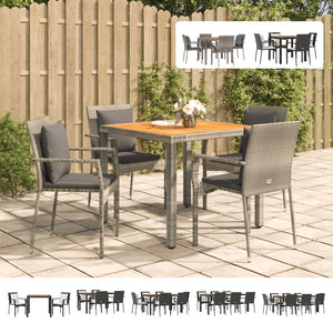 vidaXL Patio Dining Set Outdoor Conversation Set with Cushions Poly Rattan-40