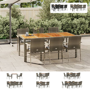 vidaXL Patio Dining Set Outdoor Conversation Set with Cushions Poly Rattan-44