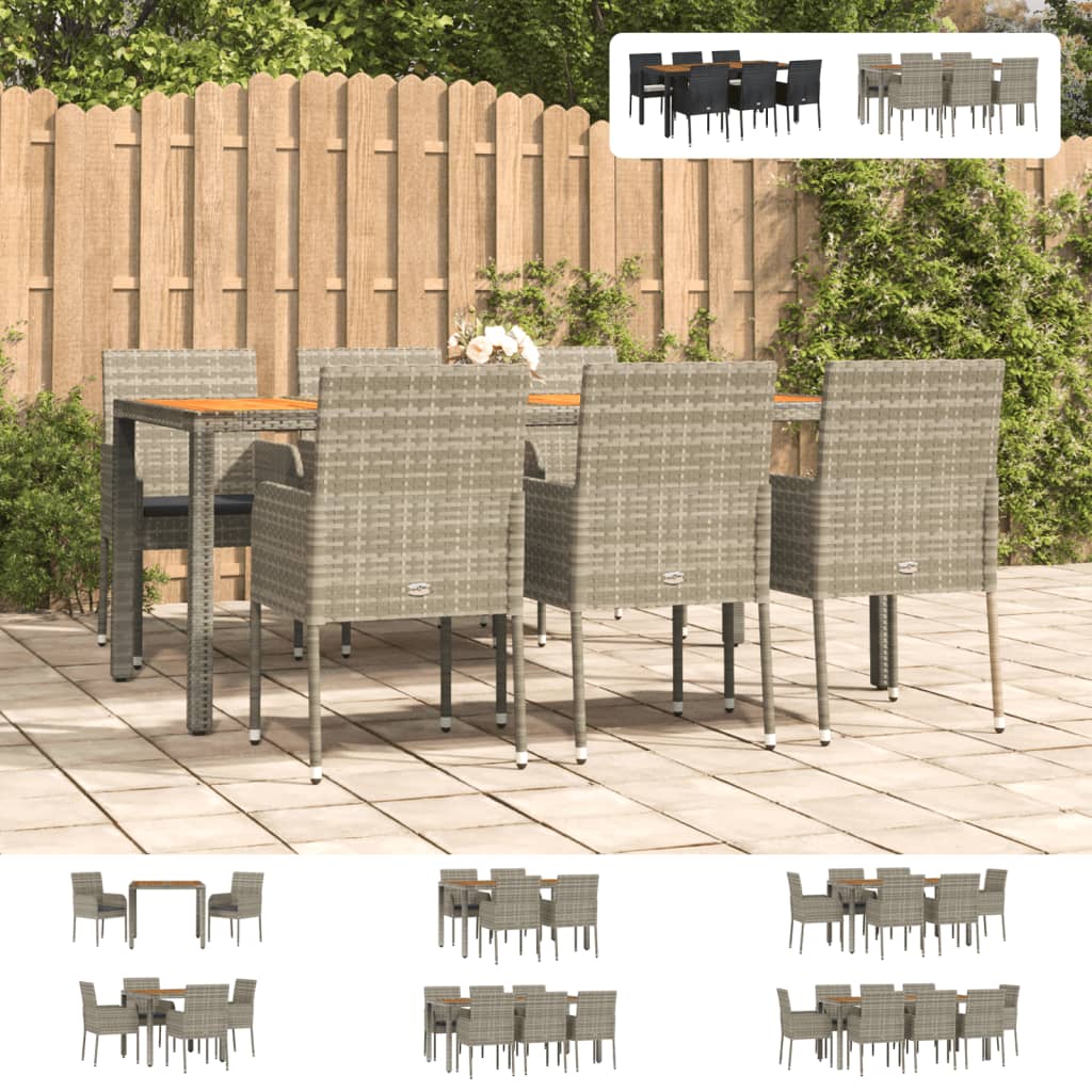 vidaXL Patio Dining Set Outdoor Conversation Set with Cushions Poly Rattan-69