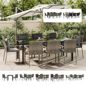 vidaXL Patio Dining Set Outdoor Rattan Wicker Table and Chair Set for Porch-13