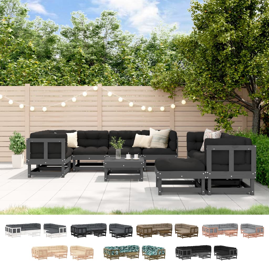 vidaXL Patio Lounge Set with Cushions Outdoor Conversation Set Solid Wood-16