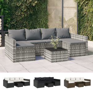 vidaXL Patio Furniture Set 2 Piece Sectional Sofa with Cushions Poly Rattan-36