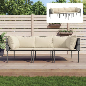 vidaXL Patio Furniture Set Outdoor Lounge Set with Cushions Gray Poly Rattan-8