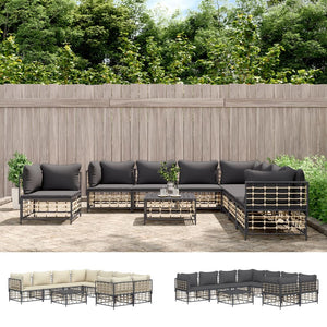 vidaXL Patio Furniture Set 9 Piece Sectional Sofa with Cushions Poly Rattan-8