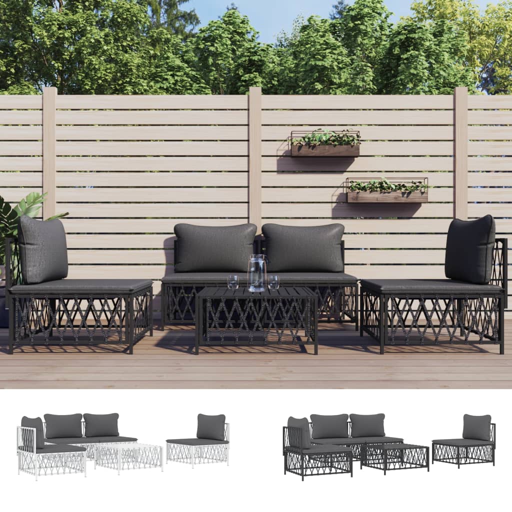 vidaXL Patio Furniture Set 5 Piece Outdoor Garden Loveseat with Cushions Steel-9