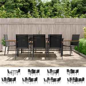 vidaXL 5 Piece Patio Dining Set Black Textilene and Steel-7