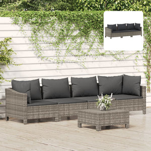 vidaXL 3 Piece Patio Lounge Set with Cushions Gray Poly Rattan-3