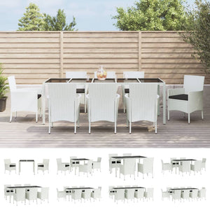 vidaXL Patio Dining Set with Cushions Outdoor Furniture White Poly Rattan-4