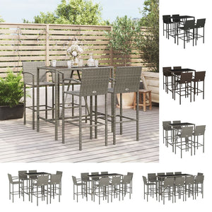 vidaXL Patio Bar Set Outdoor Patio Wicker Set Bar Height Chair Poly Rattan-2