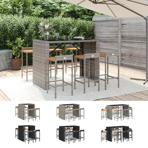 vidaXL Patio Bar Set Wicker Outdoor Bar Set Poly Rattan and Solid Wood Acacia-10