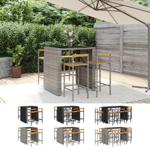 vidaXL Patio Bar Set Wicker Outdoor Bar Set Poly Rattan and Solid Wood Acacia-12