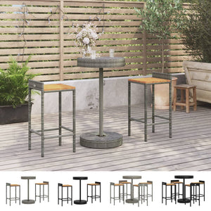 vidaXL Patio Bar Set Kitchen Bar Table Set Poly Rattan and Solid Wood Acacia-26