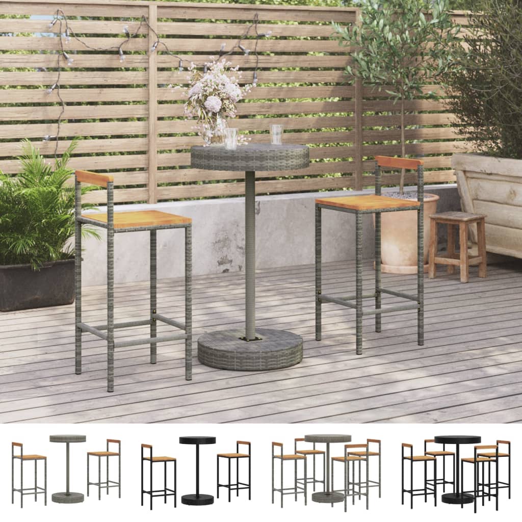 vidaXL Patio Bar Set Bar Stool Bistro Table Poly Rattan and Solid Wood Acacia-24