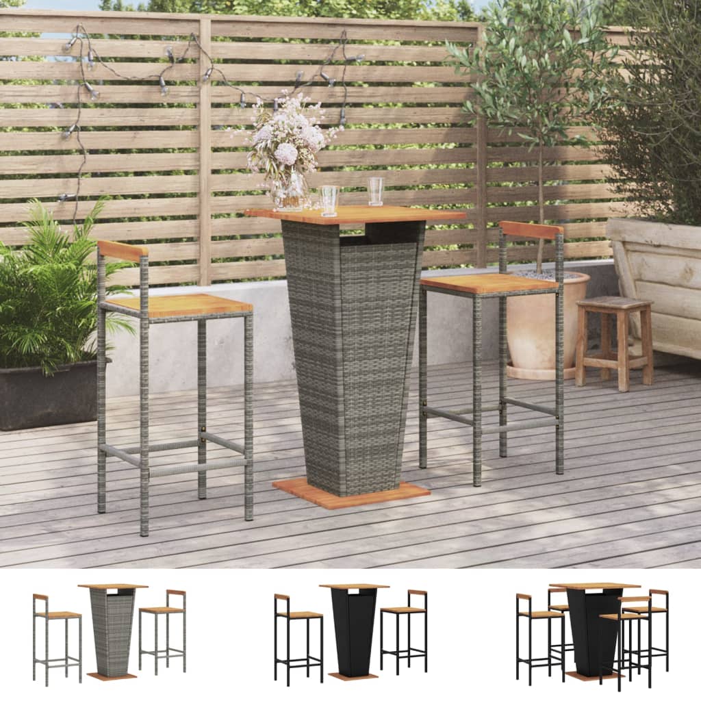 vidaXL Patio Bar Set Bar Stool Bistro Table Poly Rattan and Solid Wood Acacia-14