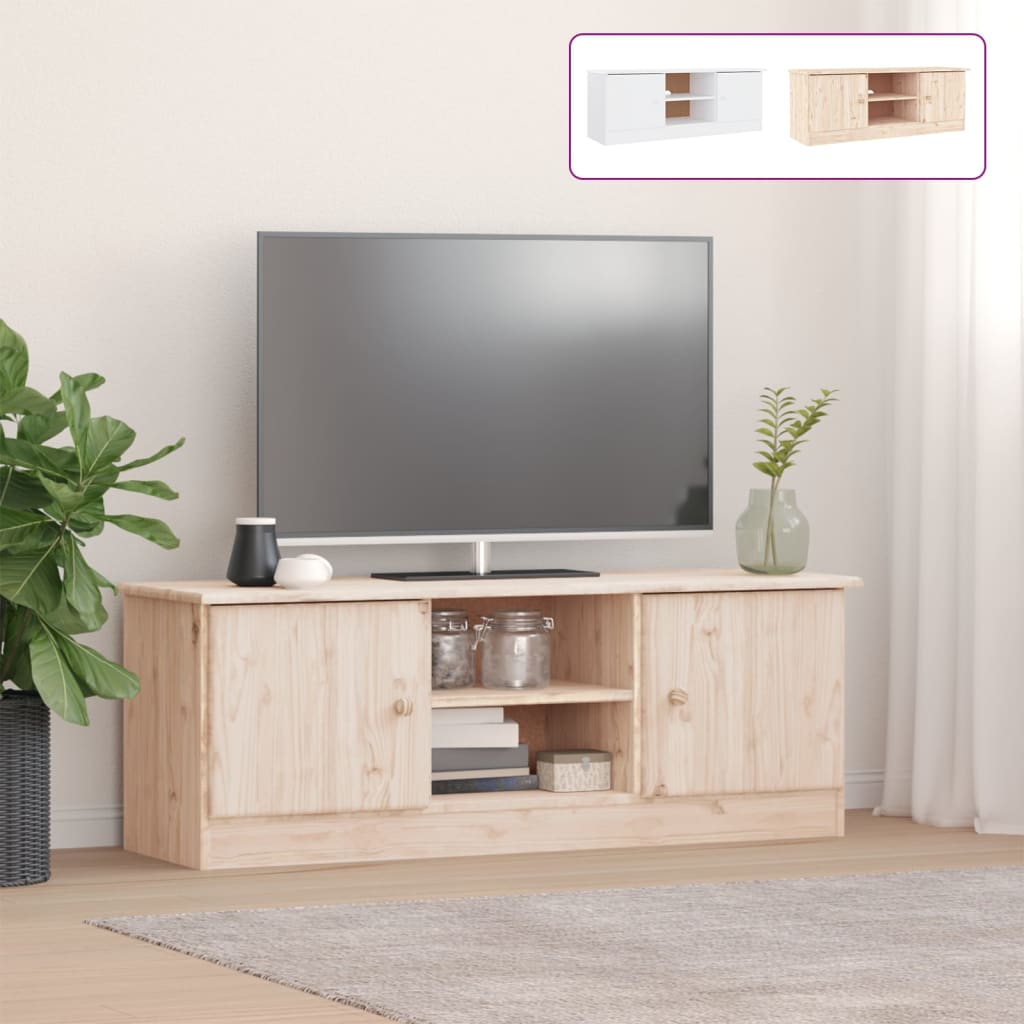 vidaXL TV Stand Entertainment Center with Open Shelf ALTA Solid Wood Pine-13