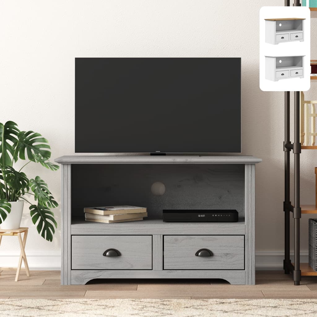 vidaXL TV Stand Storage Entertainment Center with 2 Drawers Solid Wood Pine-23