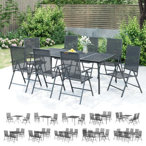 vidaXL Patio Dining Set Outdoor Table and Chair Furniture Anthracite Steel-6